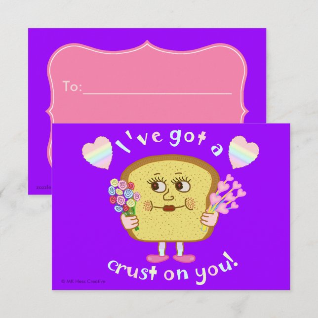 Cute Valentine Bread Pun Kids Classroom Inbjudningar (Fram/baksida)