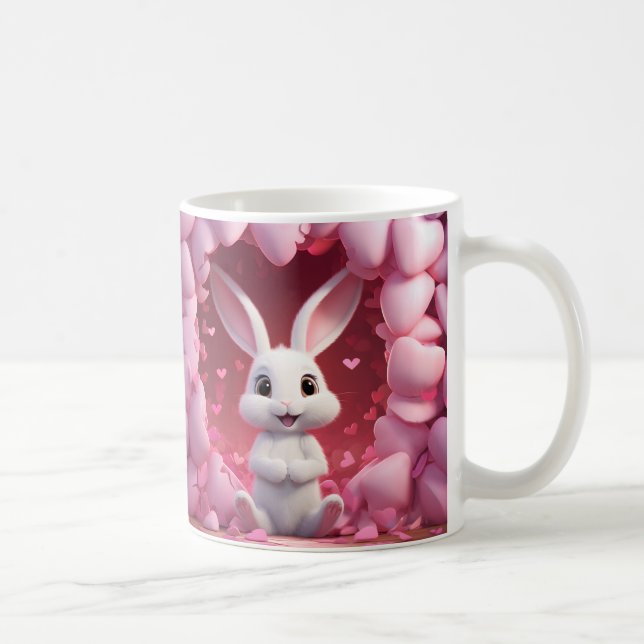 Cute Valentine Bunny Mug | Valentine's Day Mug Kaffemugg (Höger)