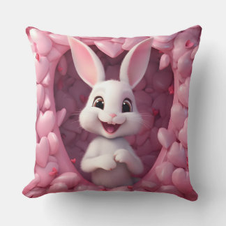 Cute Valentine Bunny Throw Pillow Kudde