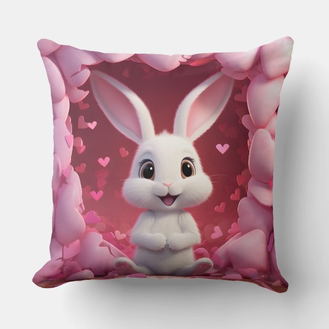 Cute Valentine Bunny Throw Pillow  Kudde (Framsida)