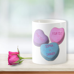 Cute Valentine Candy Heart Anpassningsbar Text & N Kaffemugg