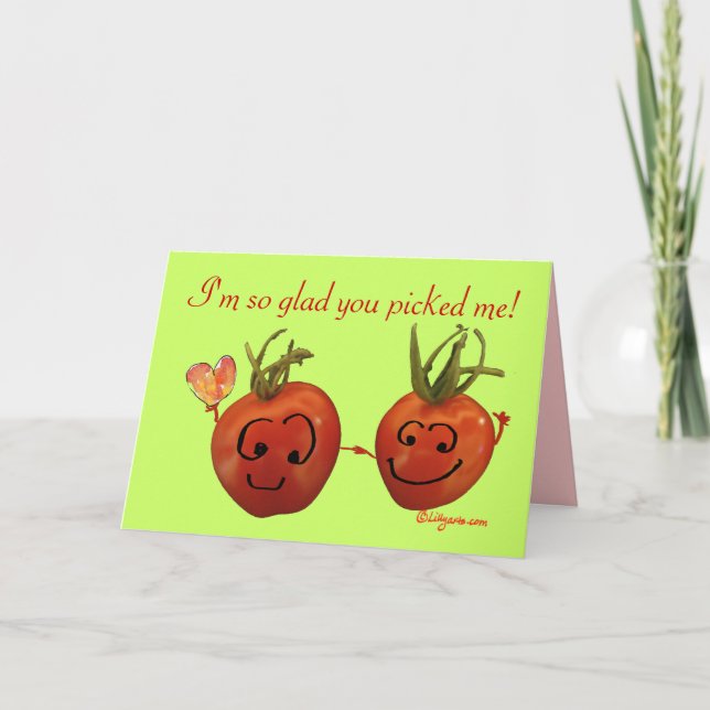 Cute Valentine Card - Cherry Tomates Helgkort (Framsida)