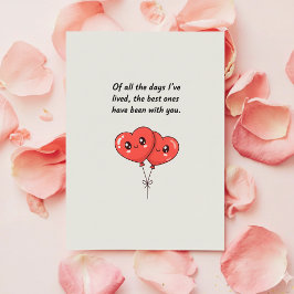 Cute Valentine Card for Him or Her with Hearts Julkort