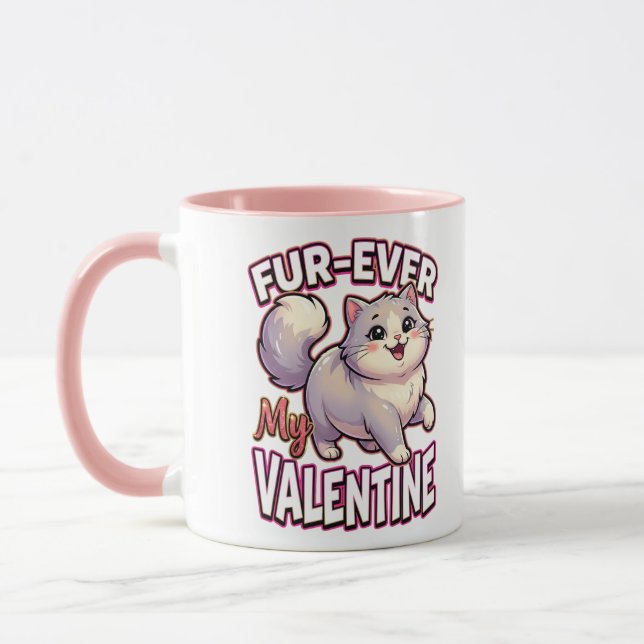 Cute Valentine Cat – Fur-Ever My Valentine Mugg (Vänster)