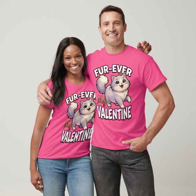 Cute Valentine Cat – Fur-Ever My Valentine T Shirt (Unisex)