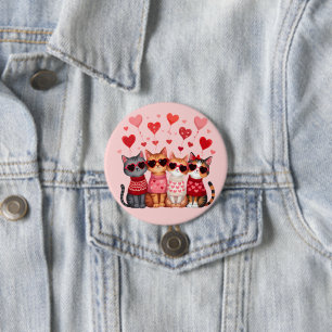 Cute Valentine Cats in Heart Sunglasses Knapp