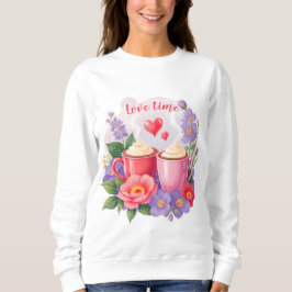 Cute Valentine Cocoa Mugs with Flowers & Hearts T Shirt