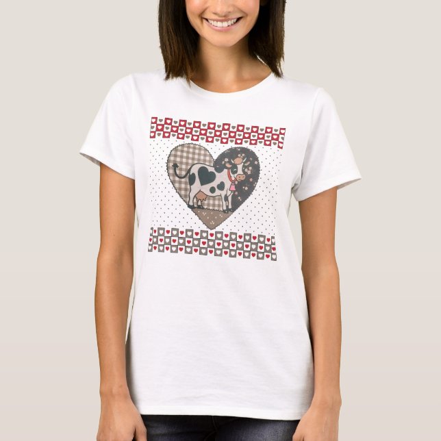 Cute Valentine Cow Lovers T Shirt (Framsida)