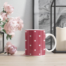 Cute Valentine Day Burgundy Hearts Kaffemugg