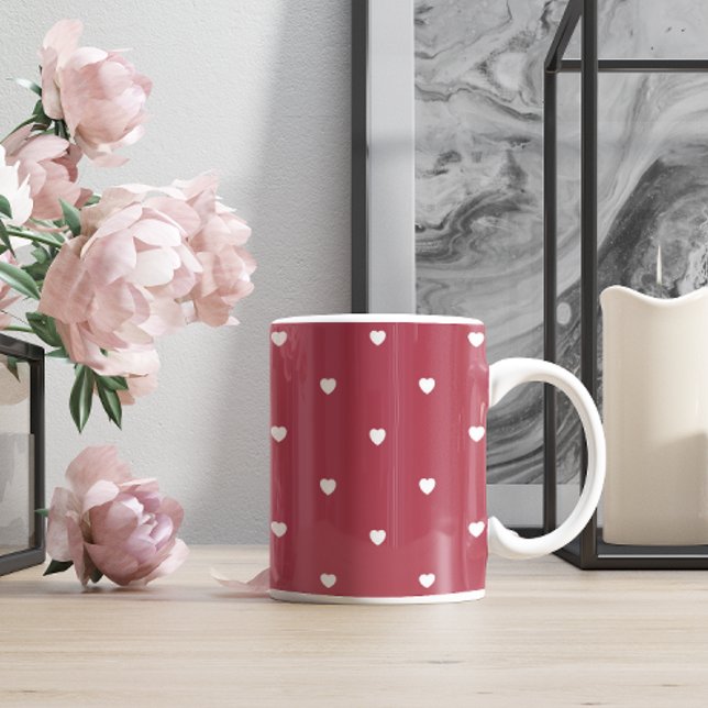 Cute Valentine Day Burgundy Hearts Kaffemugg (Skapare uppladdad)