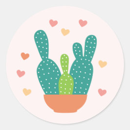 Cute Valentine Day Cactus Stickers Runt Klistermärke