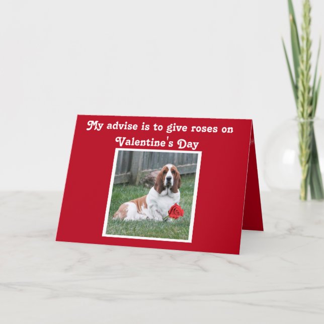 Cute Valentine Day Card w/Basset Hound and Ro Helgkort (Framsida)