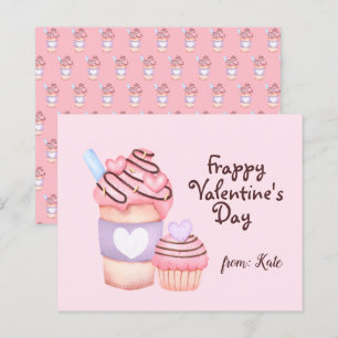 Cute Valentine Day Cards För barn Frappuccino
