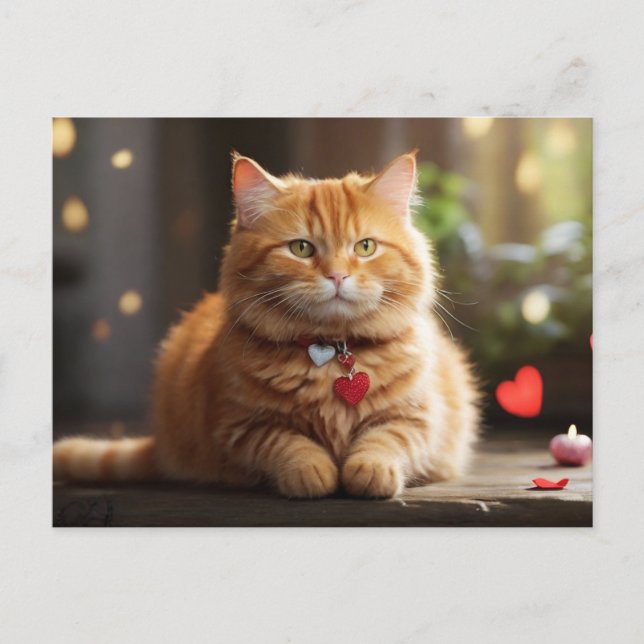 Cute Valentine Day Cat Helg Vykort (Framsida)