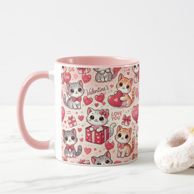 Cute Valentine Day Cat Mugg - Gift for Cat Lovers (Med munk)