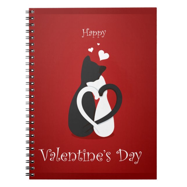 Cute Valentine Day Cats Kärlek Anteckningsbok (Framsidan)