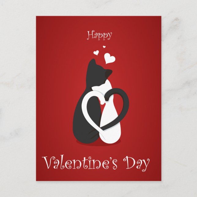 Cute Valentine Day Cats Kärlek Helg Vykort (Framsida)