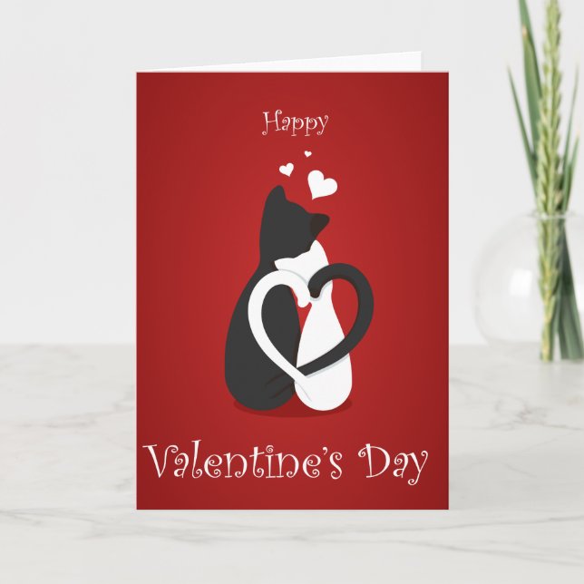 Cute Valentine Day Cats Kärlek Helgkort (Framsida)