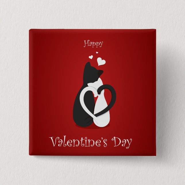 Cute Valentine Day Cats Kärlek Knapp (Framsida)