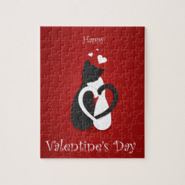 Cute Valentine Day Cats Kärlek Pussel