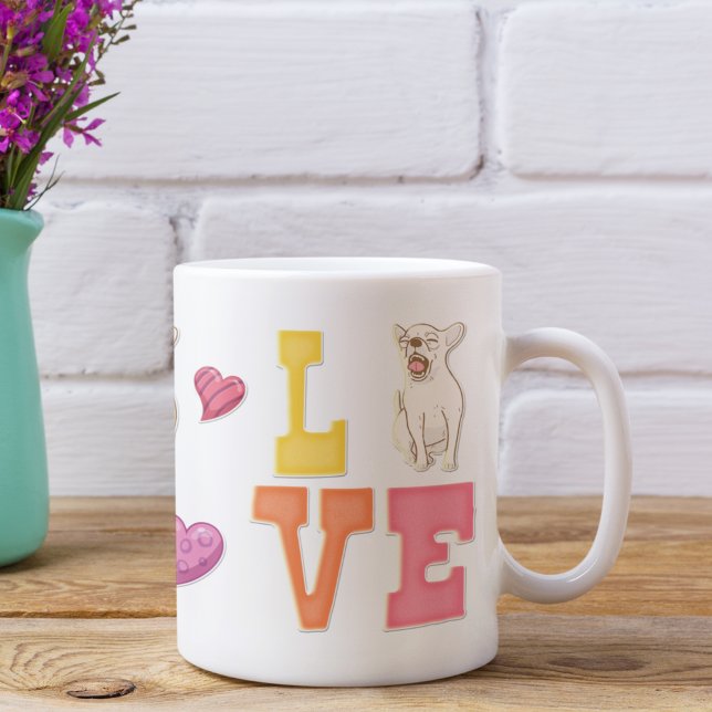 Cute Valentine Day Chihuahua Hund älskare Gift Kaffemugg (Skapare uppladdad)