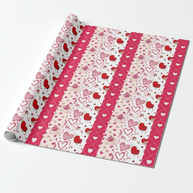 Cute Valentine Day Collage Presentpapper (Utrullad)