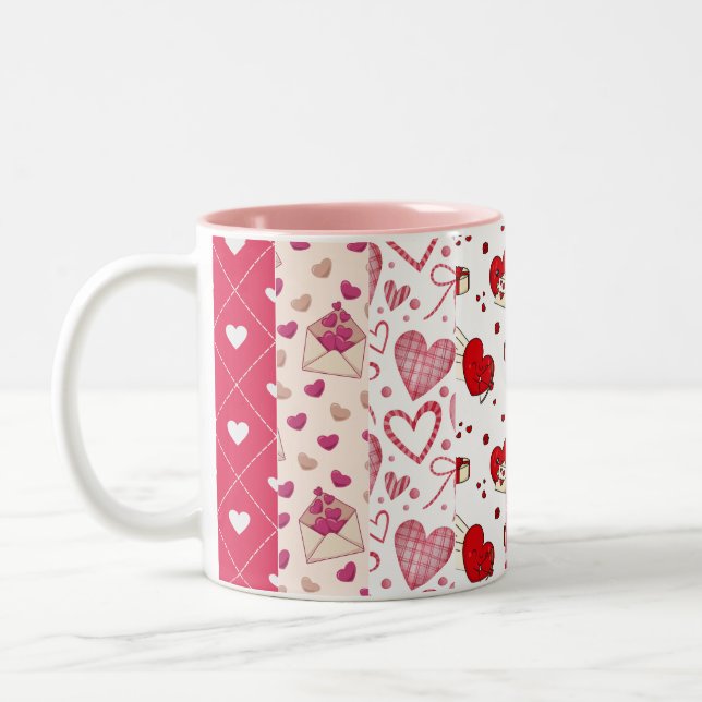 Cute Valentine Day Collage Två-Tonad Mugg (Vänster)
