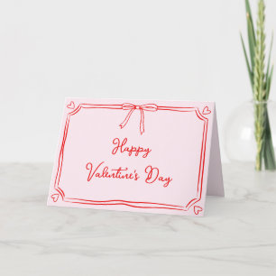 Cute Valentine Day Coquette Bow Rosa & Red Kort