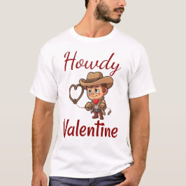 Cute Valentine Day Cowboy "Howdy Valentine" Hear T Shirt