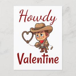 Cute Valentine Day Cowboy "Howdy Valentine" Vykort