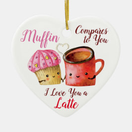 Cute Valentine Day Cupaka och Coffee Mugg Couple Julgransprydnad Keramik