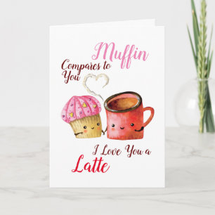 Cute Valentine Day Cupaka och Coffee Mugg Couple Kort