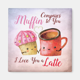 Cute Valentine Day Cupaka och Coffee Mugg Couple Magnet