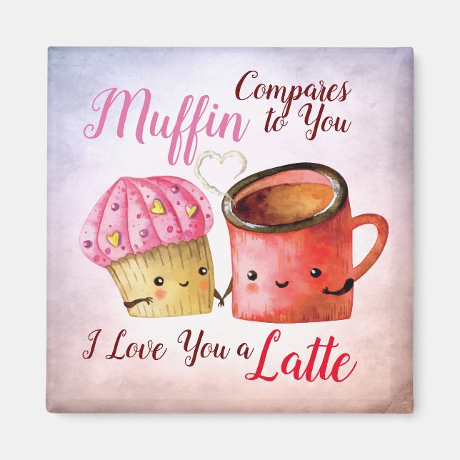 Cute Valentine Day Cupaka och Coffee Mugg Couple Magnet (Framsidan)