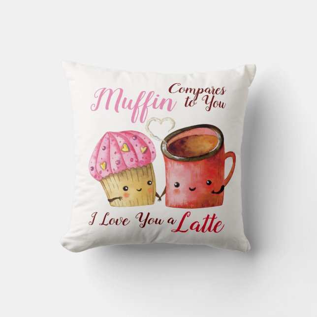 Cute Valentine Day Cupcoa och Coffee Mugg par Kudde (Framsida)