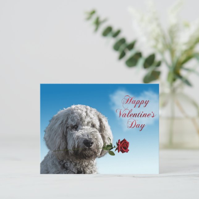 Cute Valentine Day Doodle Hund Postcard Helg Vykort (Stående Fram)