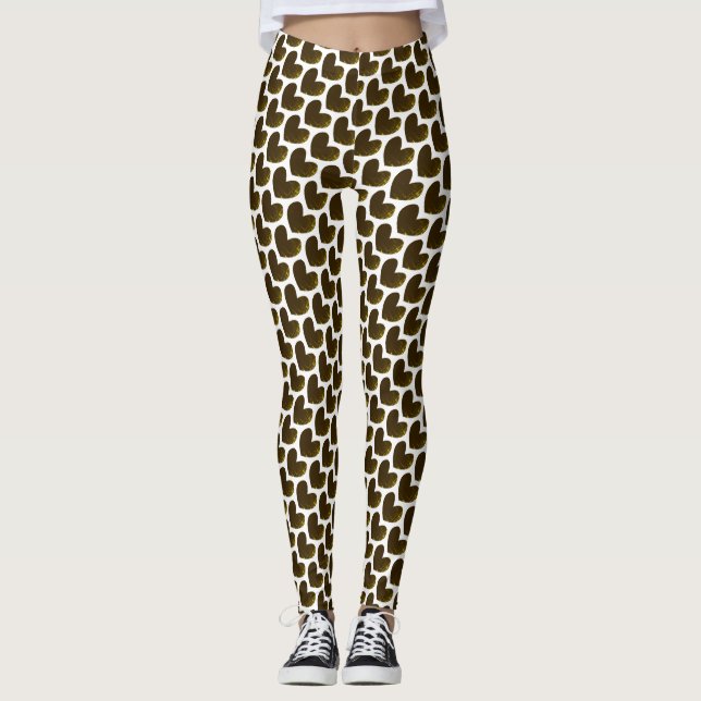 Cute Valentine Day Heart Mönster Leggings (Framsida)