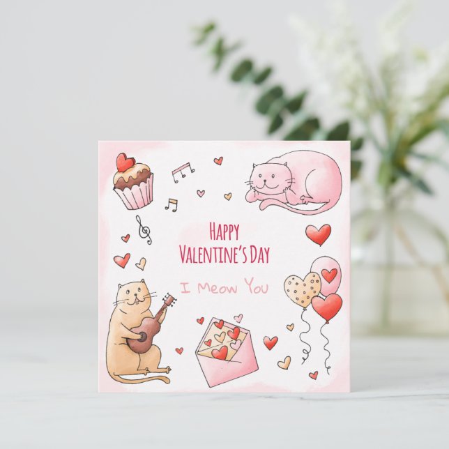 Cute Valentine Day Helgdag Card Julkort (Stående Fram)