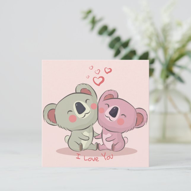 Cute Valentine Day Helgdag Card Julkort (Stående Fram)