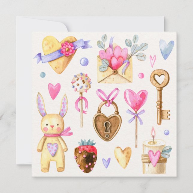 Cute Valentine Day Helgdag Card Julkort (Framsida)