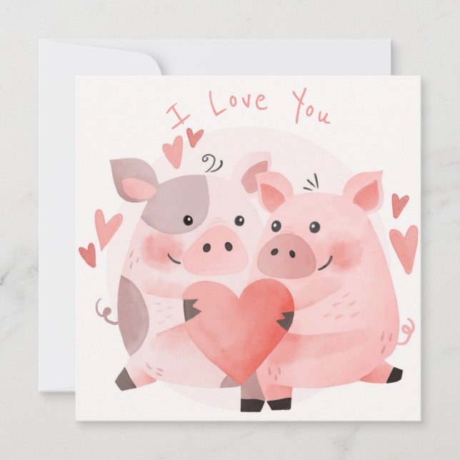 Cute Valentine Day Helgdag Card Julkort (Framsida)