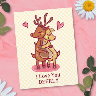 Cute Valentine Day Hjort Pun I Kärlek Du Deerly Vykort