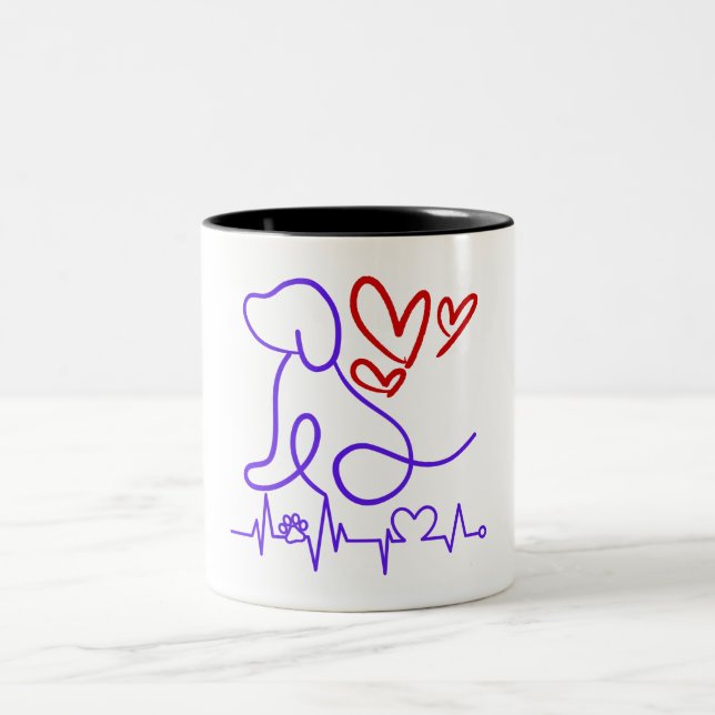 Cute Valentine Day Hund älskare Två-Tonad Mugg (Center)