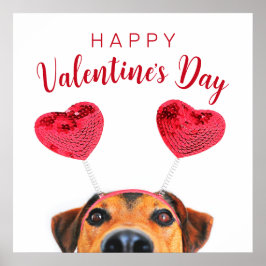 Cute Valentine Day Hund Funny Heart Headband Poster