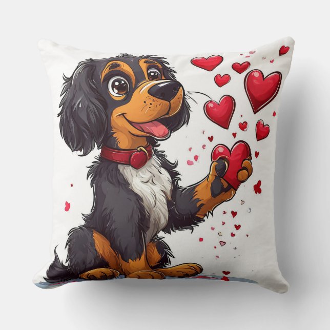 Cute Valentine Day hund Kudde (Framsida)