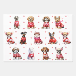 Cute Valentine Day Hundar on White