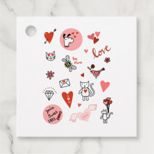 Cute Valentine Day Kärlek Tecknad Gåvor Etiketter