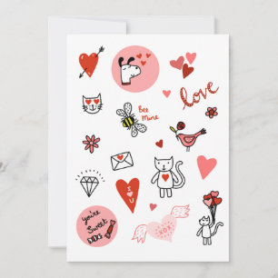 Cute Valentine Day Kärlek Tecknad Julkort