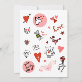 Cute Valentine Day Kärlek Tecknad Julkort