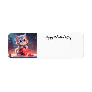 Cute Valentine Day Kitten Return-adressetikett Returadress Etikett